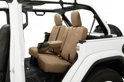 Bestop - Bestop Seat Covers - Jeep '18-2023 Wrangler JL 4-Door; Exc. 4XE; Rear w/ Fold Down Arm Rest (Tan) - Image 2