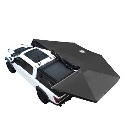 Overland Vehicle Systems - XD Nomadic 270 - Awning W/Lights and Black Out , Passenger Side, Black Body, Black Trim and Black Travel Cover Overland Vehicle Systems - Image 1